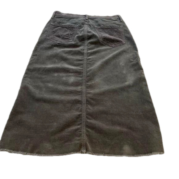 MOTHER Gray Corduroy Midi Skirt Frayed Raw Hem Size 24 - Picture 3 of 13